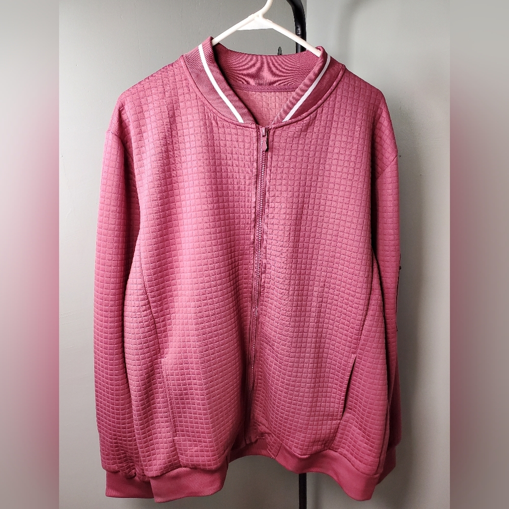 Maroon Textured Zip-Up Jacket